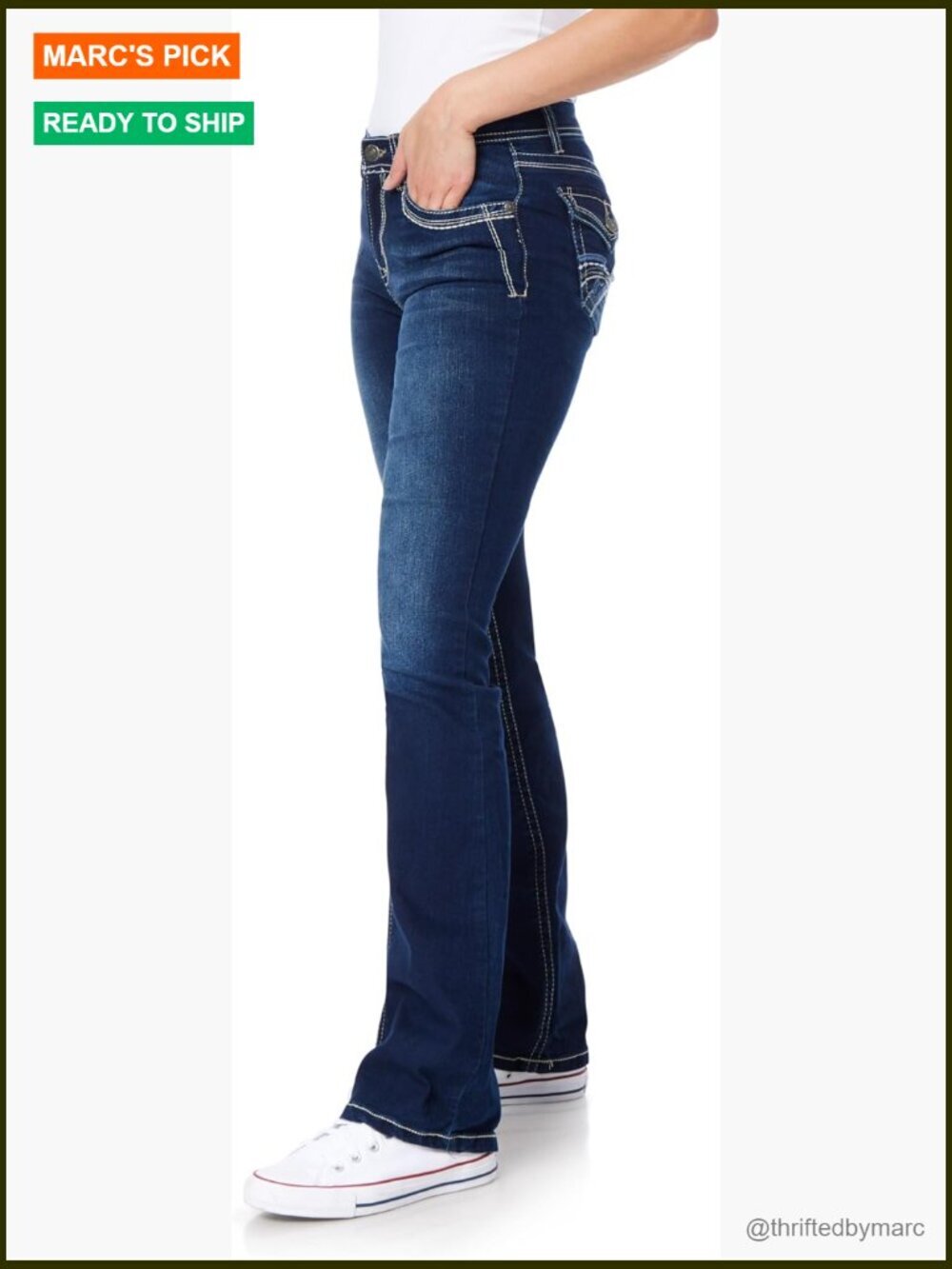 Mid Rise Bootcut Jeans with Insta Stretch, Standard and Plus Sizes